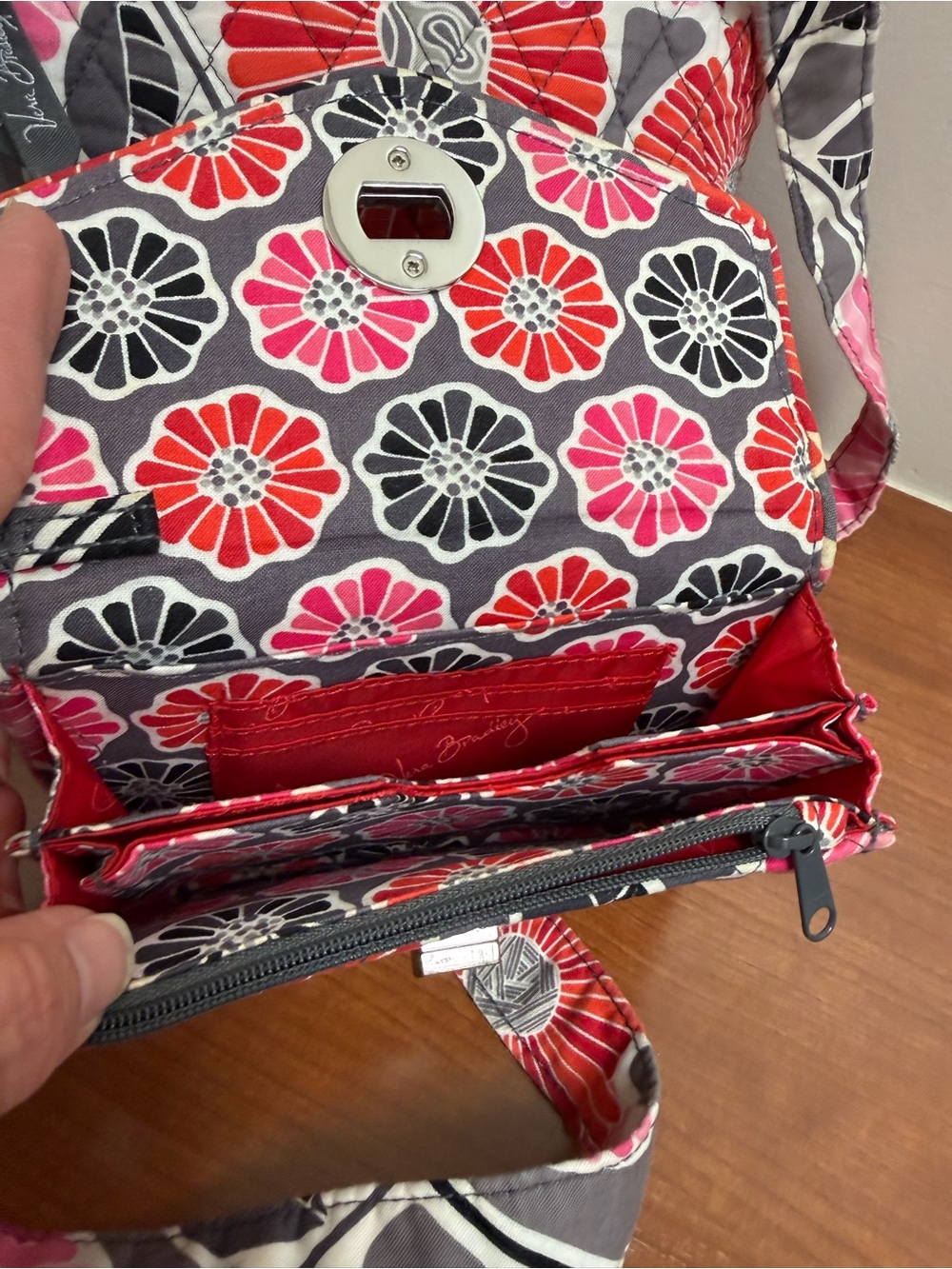 Vera Bradley Cherry Blossoms Crossbody Purse Pink Gray Retire /Wristlet Bundle - Picture 4 of 8
